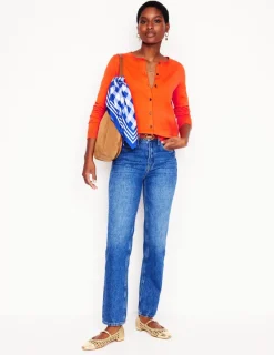 Sweaters & Cardigans-Boden Emilia Cotton Crew Cardigan-Mandarin Orange MandarinOrange