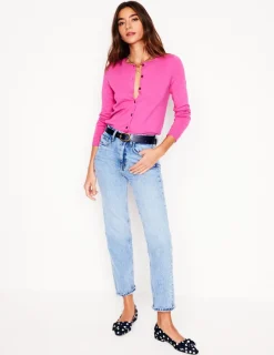 Sweaters & Cardigans-Boden Emilia Cotton Crew Cardigan-Tickled Pink TickledPink