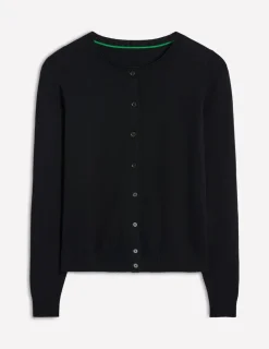 Sweaters & Cardigans-Boden Emilia Cotton Crew Cardigan- Black