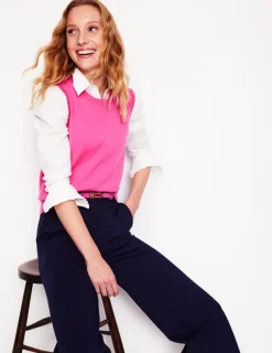Sweaters & Cardigans-Boden Emilia Cotton Crew Neck Vest- PINK