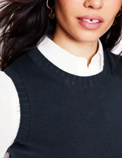 Sweaters & Cardigans-Boden Emilia Cotton Crew Neck Vest- Navy