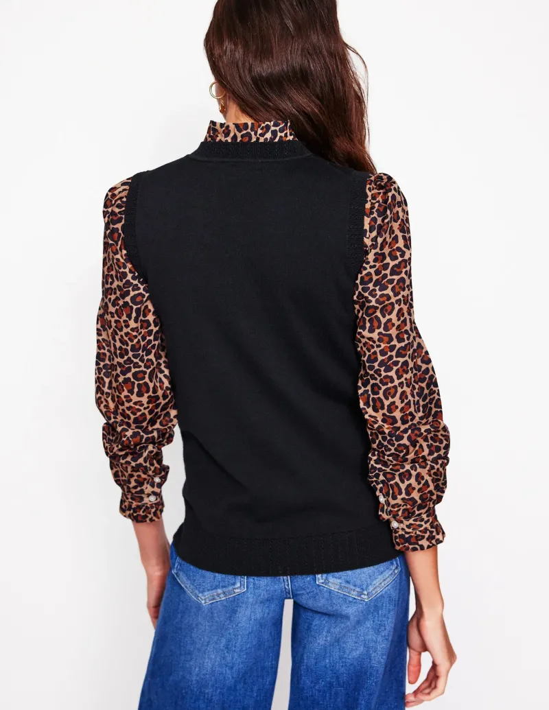 Sweaters & Cardigans-Boden Emilia Cotton Crew Neck Vest- Black