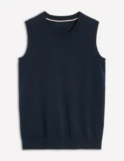 Sweaters & Cardigans-Boden Emilia Cotton Crew Neck Vest- Navy