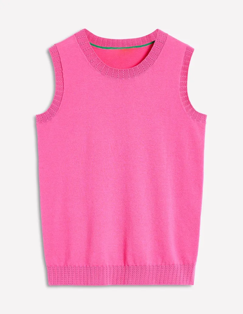 Sweaters & Cardigans-Boden Emilia Cotton Crew Neck Vest- PINK