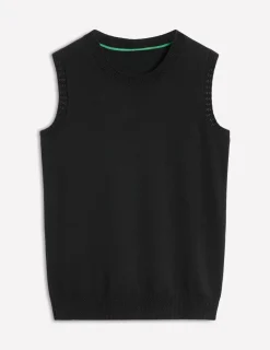 Sweaters & Cardigans-Boden Emilia Cotton Crew Neck Vest- Black