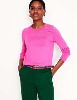 Sweaters & Cardigans-Boden Emilia Cotton Crew Sweater- PINK