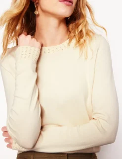 Sweaters & Cardigans-Boden Emilia Cotton Crew Sweater-Warm Ivory WarmIvory