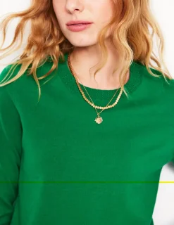 Sweaters & Cardigans-Boden Emilia Cotton Crew Sweater- GREEN