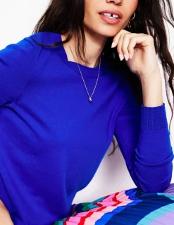 Sweaters & Cardigans-Boden Emilia Cotton Crew Sweater- BLUE