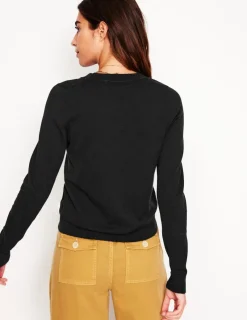 Sweaters & Cardigans-Boden Emilia Cotton Crew Sweater- Black