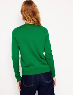 Sweaters & Cardigans-Boden Emilia Cotton Crew Sweater- GREEN