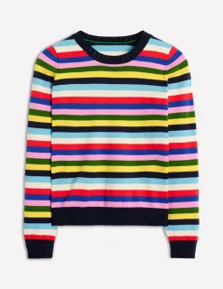 Sweaters & Cardigans-Boden Emilia Cotton Crew Sweater-Poppy Red, Blue Multi PoppyRed,BlueMulti