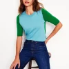 Nightwear & Lougewear | Sweaters & Cardigans-Boden Emilia Cotton Crew T-shirt-Duck Egg Blue / Rich Emerald