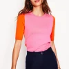 Nightwear & Lougewear | Sweaters & Cardigans-Boden Emilia Cotton Crew T-shirt-Pink Rose / Firecracker Red