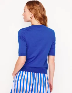 Nightwear & Lougewear | Sweaters & Cardigans-Boden Emilia Cotton Crew T-shirt-Bright Blue BrightBlue