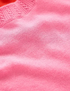 Nightwear & Lougewear | Sweaters & Cardigans-Boden Emilia Cotton Crew T-shirt-Pink Rose / Firecracker Red