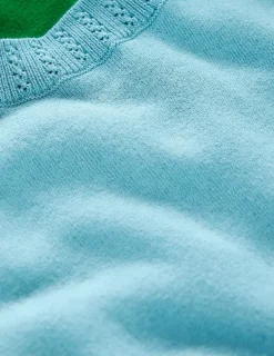 Nightwear & Lougewear | Sweaters & Cardigans-Boden Emilia Cotton Crew T-shirt-Duck Egg Blue / Rich Emerald