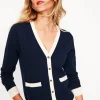 Sweaters & Cardigans-Boden Emilia Cotton V Neck Cardigan- Navy