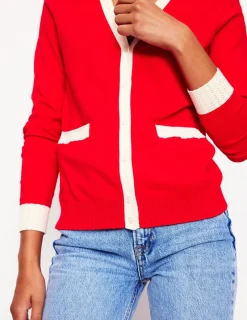 Sweaters & Cardigans-Boden Emilia Cotton V Neck Cardigan-Poppy Red PoppyRed
