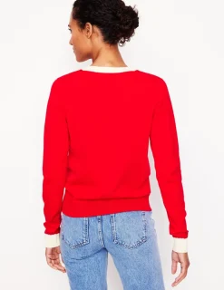 Sweaters & Cardigans-Boden Emilia Cotton V Neck Cardigan-Poppy Red PoppyRed