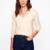 Sweaters & Cardigans-Boden Emilia Cotton V Neck Sweater-Warm Ivory WarmIvory