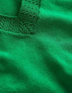 Sweaters & Cardigans-Boden Emilia Cotton V Neck Sweater- GREEN