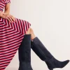 Boots | Heels-Boden Erica Knee High Leather Boots-Navy Suede NavySuede