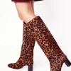 Boots | Heels-Boden Erica Knee High Leather Boots-Dark Classic Leopard DarkClassicLeopard