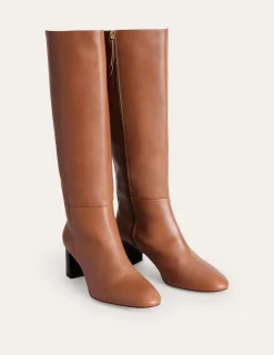 Heels | Boots-Boden Erica Knee High Leather Boots-Tan Leather TanLeather