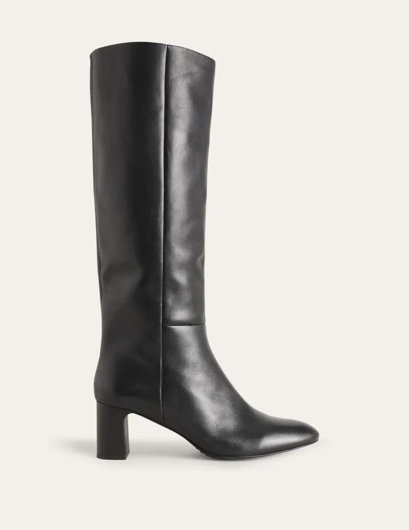 Boots | Heels-Boden Erica Knee High Leather Boots-Black Leather BlackLeather