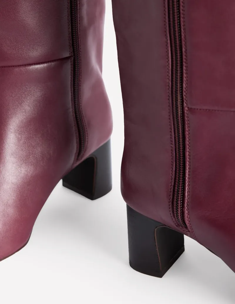 Boots | Heels-Boden Erica Knee High Leather Boots-Oxblood Leather OxbloodLeather