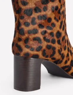 Boots | Heels-Boden Erica Knee High Leather Boots-Dark Classic Leopard DarkClassicLeopard