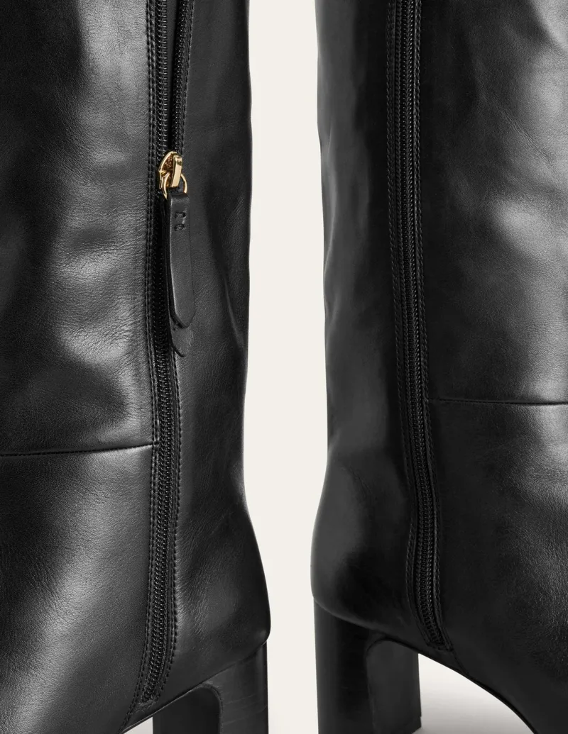 Boots | Heels-Boden Erica Knee High Leather Boots-Black Leather BlackLeather
