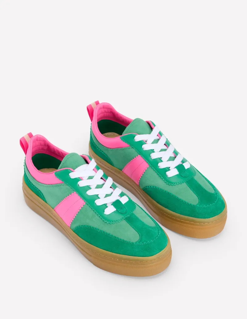 Flats | Nightwear & Lougewear-Boden Erin Flatform Tennis Trainer-Rich Emerald/Festival Pink RichEmerald/FestivalPink