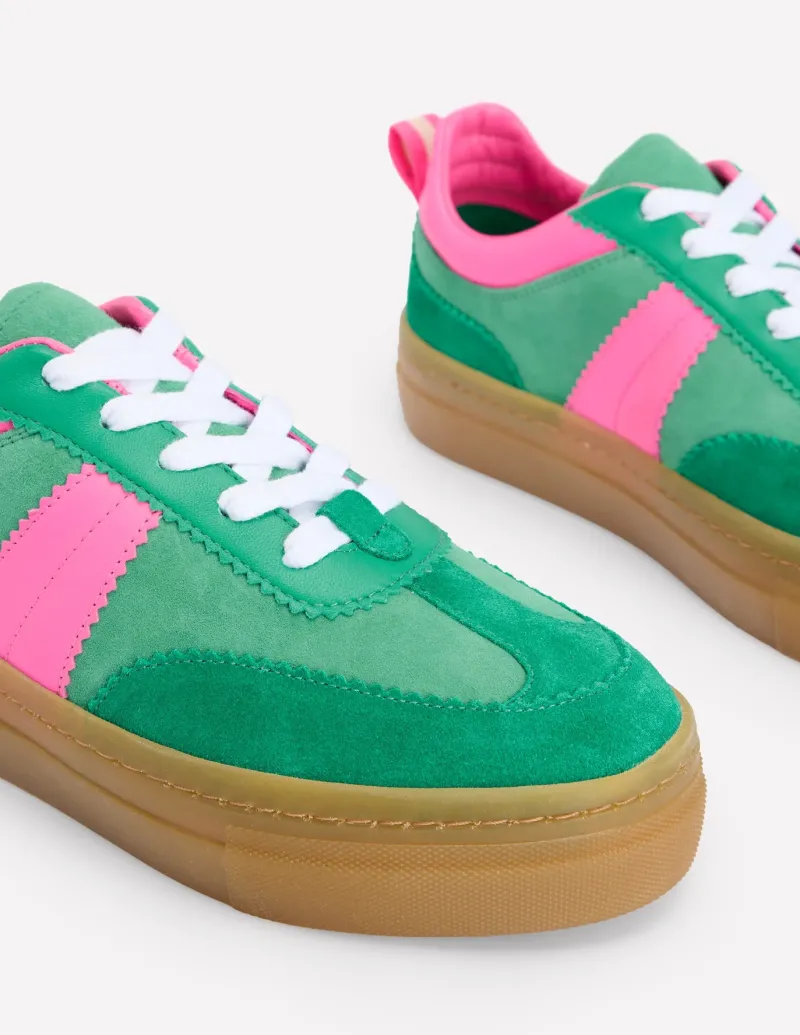 Flats | Nightwear & Lougewear-Boden Erin Flatform Tennis Trainer-Rich Emerald/Festival Pink RichEmerald/FestivalPink
