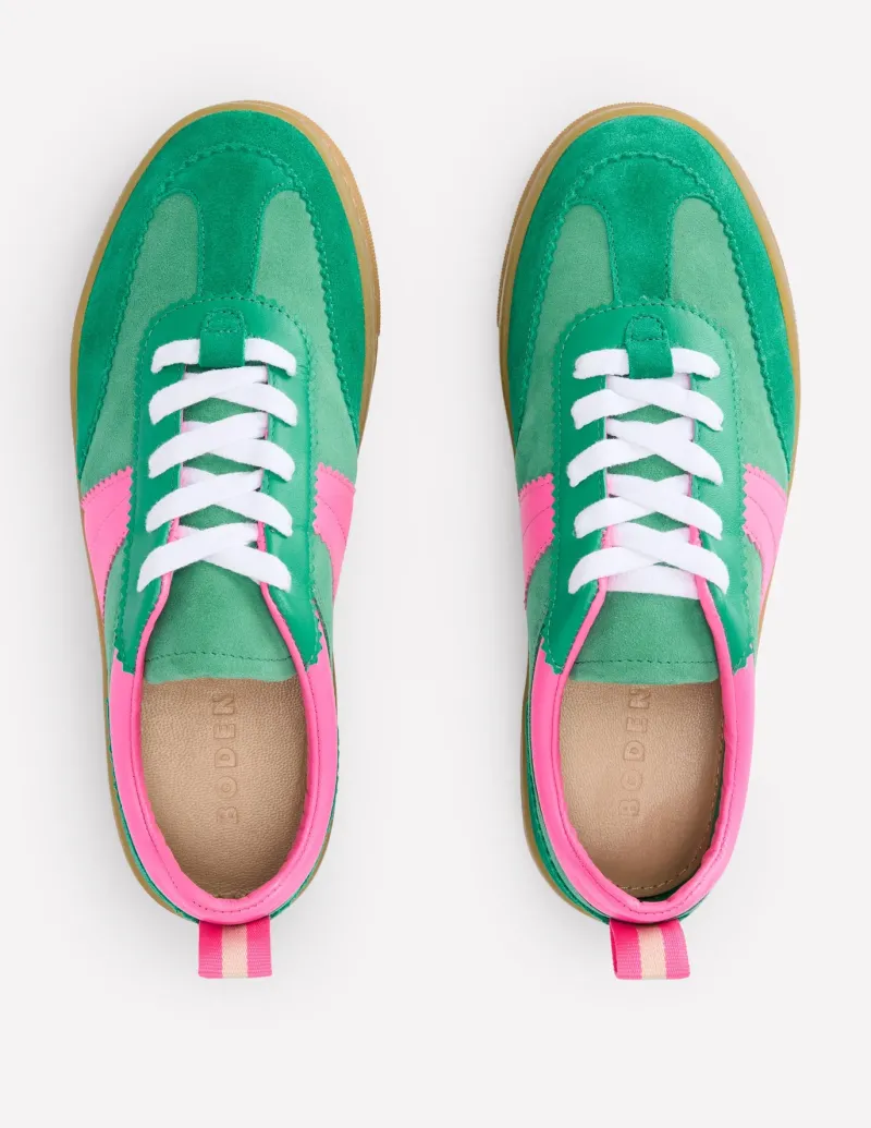 Flats | Nightwear & Lougewear-Boden Erin Flatform Tennis Trainer-Rich Emerald/Festival Pink RichEmerald/FestivalPink