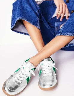 Flats | Nightwear & Lougewear-Boden Erin Retro Tennis Sneakers- Silver