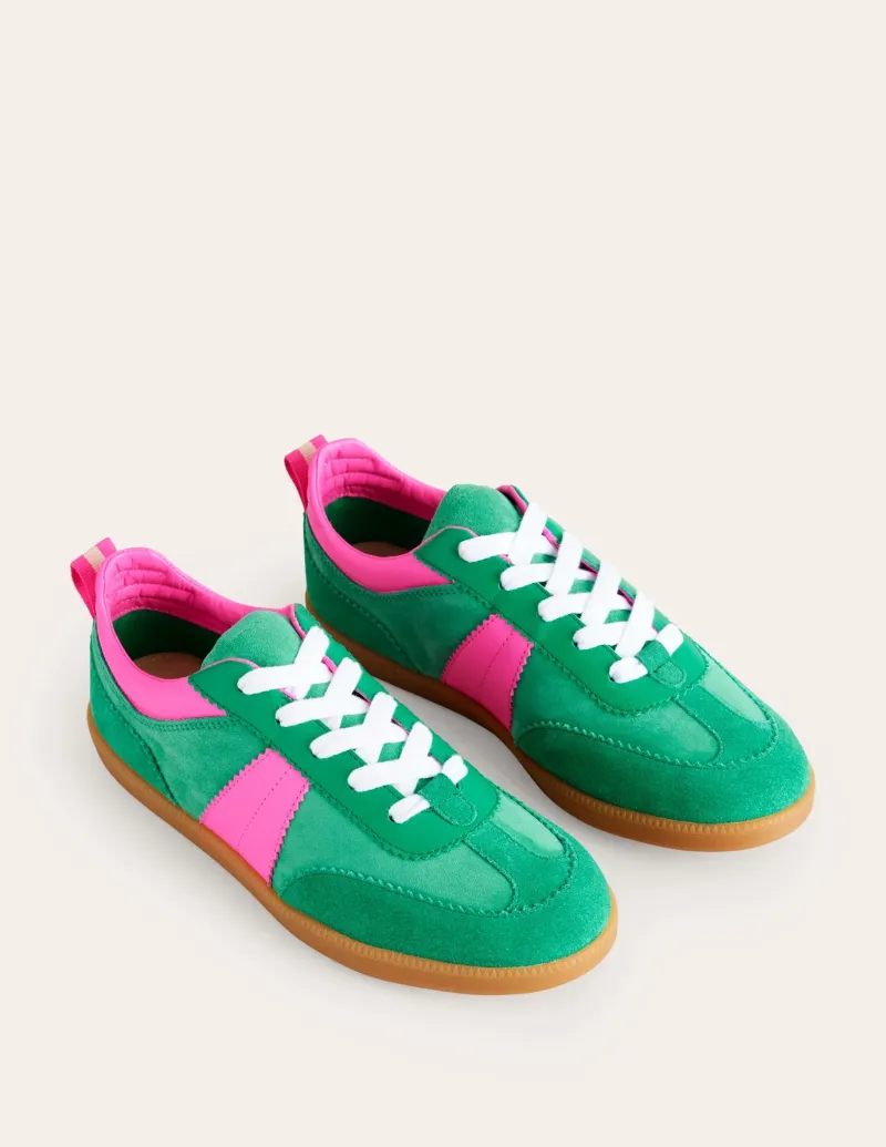 Flats | Nightwear & Lougewear-Boden Erin Retro Tennis Sneakers-Green Colourblock GreenColourblock