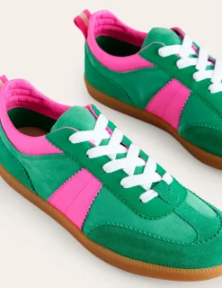 Flats | Nightwear & Lougewear-Boden Erin Retro Tennis Sneakers-Green Colourblock GreenColourblock
