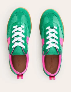 Flats | Nightwear & Lougewear-Boden Erin Retro Tennis Sneakers-Green Colourblock GreenColourblock