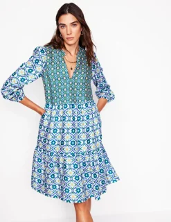 Dresses & Jumpsuits-Boden Esme Linen Short Dress-Multi, Floweret Tile Multi,FloweretTile