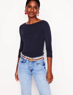 T-Shirts & Tanks | Tops & Blouses-Boden Essential Boat-Neck Jersey Top- Navy