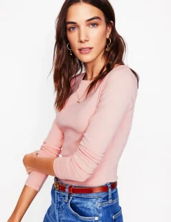 T-Shirts & Tanks | Tops & Blouses-Boden Essential Boat-Neck Jersey Top- Milkshake