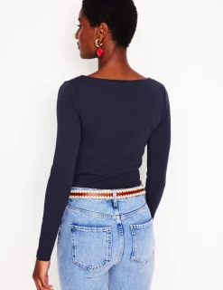 T-Shirts & Tanks | Tops & Blouses-Boden Essential Boat-Neck Jersey Top- Navy