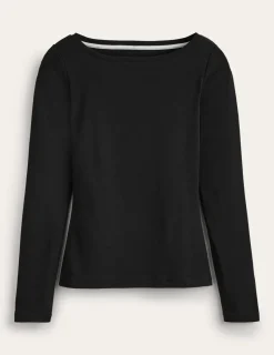 T-Shirts & Tanks | Tops & Blouses-Boden Essential Boat-Neck Jersey Top- Black
