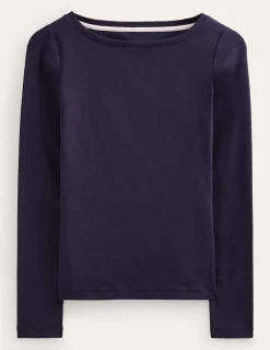 T-Shirts & Tanks | Tops & Blouses-Boden Essential Boat-Neck Jersey Top- Navy