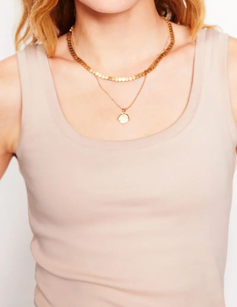 Nightwear & Lougewear | T-Shirts & Tanks-Boden Essential Scoop-Neck Tank- Milkshake