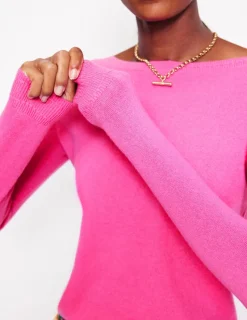 Sweaters & Cardigans-Boden Eva Cashmere Boat Neck Sweater-Pink Tourmaline PinkTourmaline