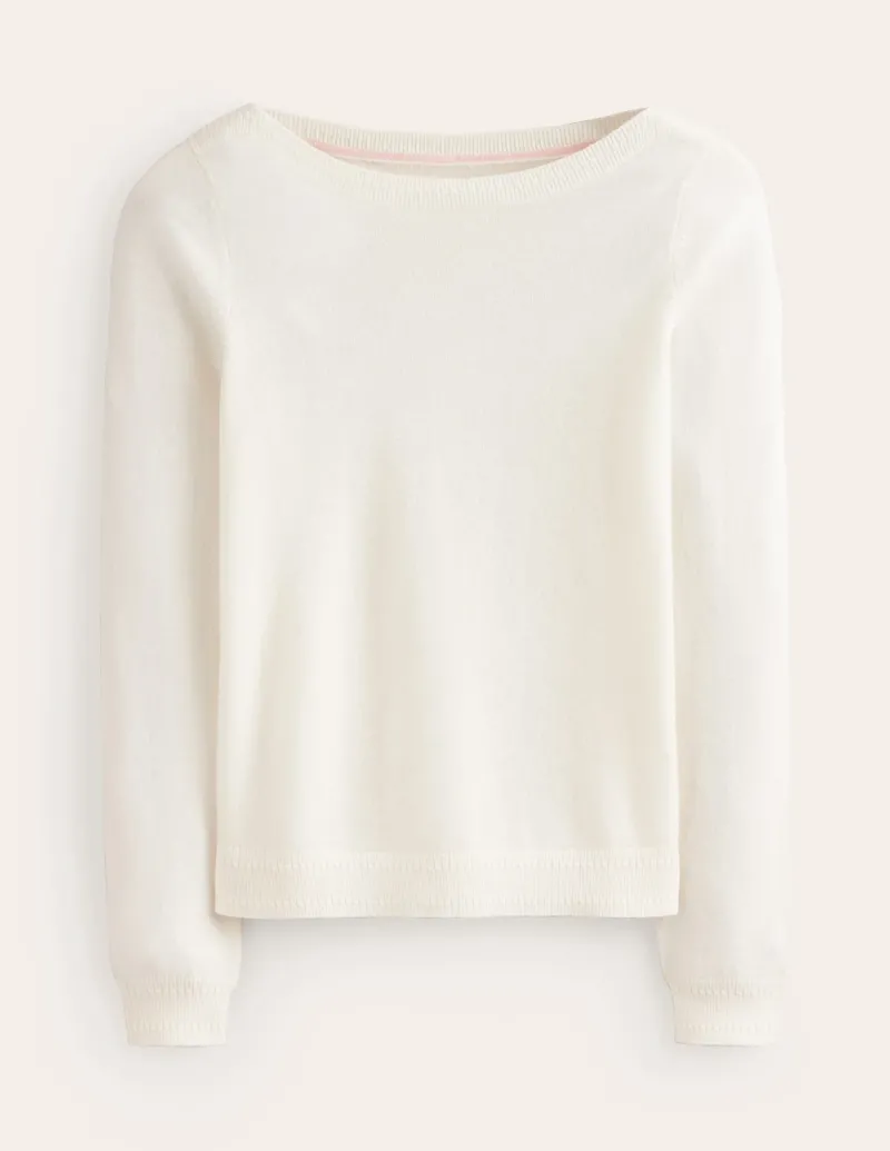Sweaters & Cardigans-Boden Eva Cashmere Boat Neck Sweater-Warm Ivory WarmIvory