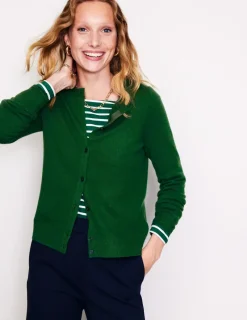 Sweaters & Cardigans-Boden Eva Cashmere Crew Cardigan-Pine Green PineGreen